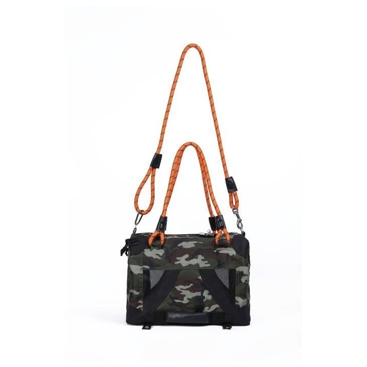 Sac de transport - M PETS - REMIX 2 en 1 Camouflage & Orange - 41 x 28 x 28 cm - Pliable - Léger - Ceinture baudrier