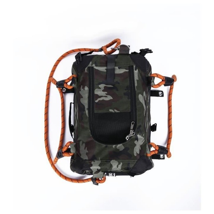 Sac de transport - M PETS - REMIX 2 en 1 Camouflage & Orange - 41 x 28 x 28 cm - Pliable - Léger - Ceinture baudrier