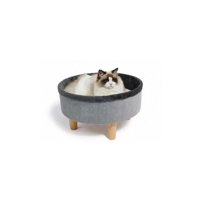 Lit rond surélevé - M PETS - ROUND - Gris - 47 x 47 x 26 cm - Pied e