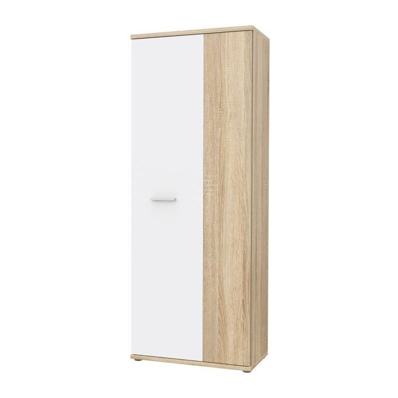 Armoire a chaussures MISCA - Décor chene sonoma et blanc mat - L69 x Armoire a chaussures MISCA - Décor chene sonoma et blanc mat - L69 x