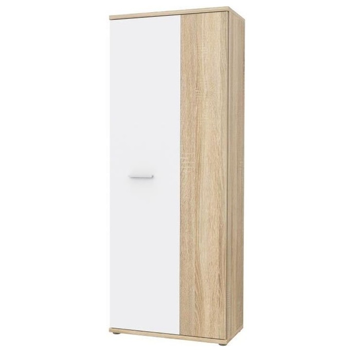 Armoire a chaussures MISCA - Décor chene sonoma et blanc mat - L69 x P35 x H179cm Armoire a chaussures MISCA - Décor chene sonoma et blanc mat - L69 x P35 x H179cm
