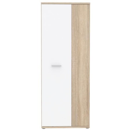 Armoire a chaussures MISCA - Décor chene sonoma et blanc mat - L69 x P35 x H179cm