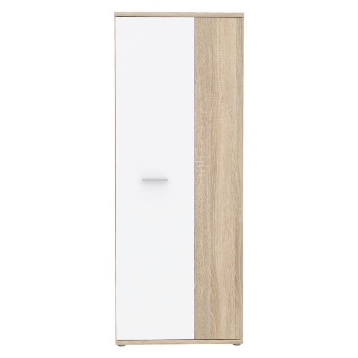 Armoire a chaussures MISCA - Décor chene sonoma et blanc mat - L69 x P35 x H179cm Armoire a chaussures MISCA - Décor chene sonoma et blanc mat - L69 x P35 x H179cm