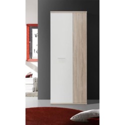 Armoire a chaussures MISCA - Décor chene sonoma et blanc mat - L69 x