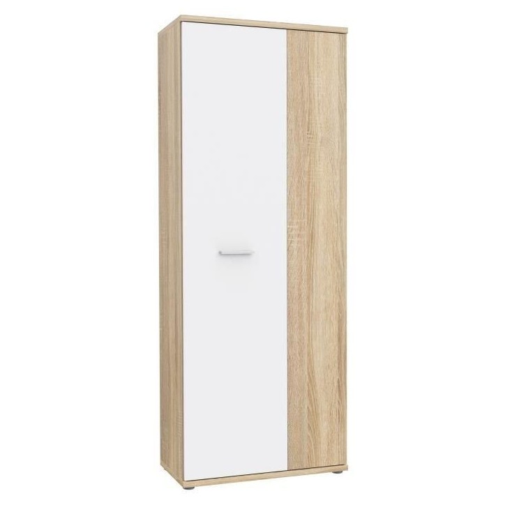 Armoire a chaussures MISCA - Décor chene sonoma et blanc mat - L69 x P35 x H179cm Armoire a chaussures MISCA - Décor chene sonoma et blanc mat - L69 x P35 x H179cm
