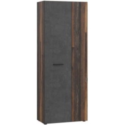 Armoire a chaussures - Béton gris foncé / Bois vintage - 18 paires -