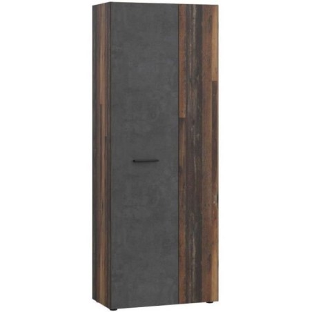 Armoire a chaussures - Béton gris foncé / Bois vintage - 18 paires -