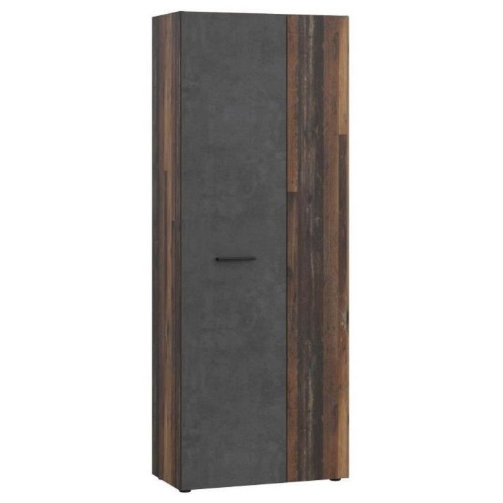 Armoire a chaussures - Béton gris foncé / Bois vintage - 18 paires - 68,7 x 36,5 x 181,1 cm - FORTE Armoire a chaussures - Béton gris foncé / Bois vintage - 18 paires - 68,7 x 36,5 x 181,1 cm - FORTE