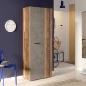 Armoire a chaussures - Béton gris foncé / Bois vintage - 18 paires -