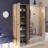 Armoire a chaussures - Béton gris foncé / Bois vintage - 18 paires -