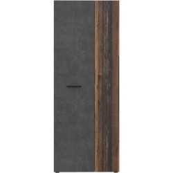 Armoire a chaussures - Béton gris foncé / Bois vintage - 18 paires -