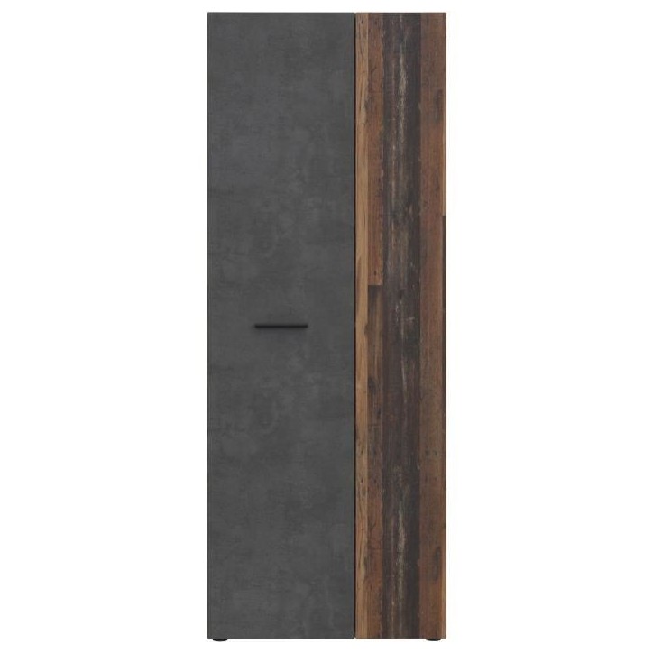 Armoire a chaussures - Béton gris foncé / Bois vintage - 18 paires - 68,7 x 36,5 x 181,1 cm - FORTE Armoire a chaussures - Béton gris foncé / Bois vintage - 18 paires - 68,7 x 36,5 x 181,1 cm - FORTE