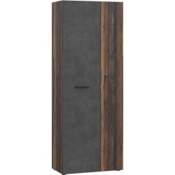 Armoire a chaussures - Béton gris foncé / Bois vintage - 18 paires -