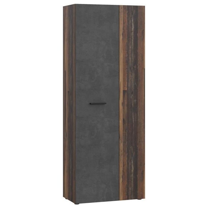 Armoire a chaussures - Béton gris foncé / Bois vintage - 18 paires - 68,7 x 36,5 x 181,1 cm - FORTE Armoire a chaussures - Béton gris foncé / Bois vintage - 18 paires - 68,7 x 36,5 x 181,1 cm - FORTE