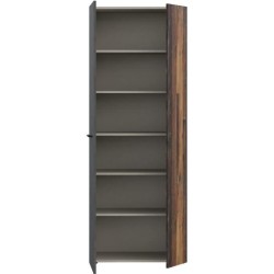Armoire a chaussures - Béton gris foncé / Bois vintage - 18 paires -
