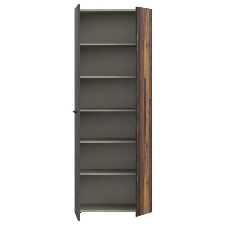 Armoire a chaussures - Béton gris foncé / Bois vintage - 18 paires - 68,7 x 36,5 x 181,1 cm - FORTE Armoire a chaussures - Béton gris foncé / Bois vintage - 18 paires - 68,7 x 36,5 x 181,1 cm - FORTE
