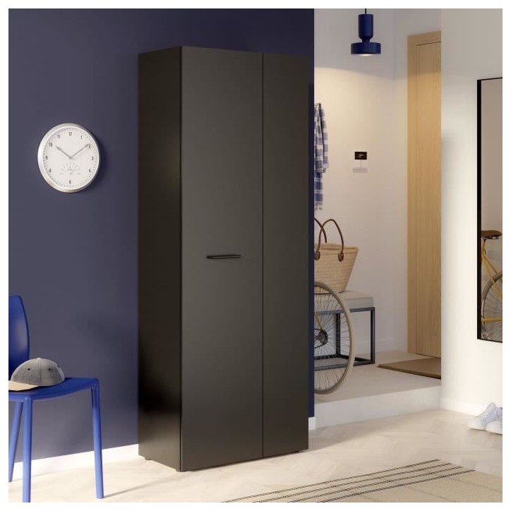 Armoire a chaussures - Noir - 18 paires - 68,7 x 36,5 x 181,1 cm - FORTE