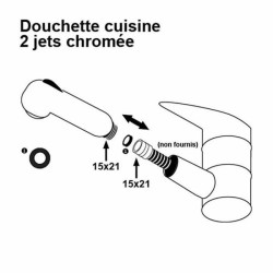 Douchette pour mitigeur d'évier de cuisine - Chromé - 2 jets - Picot