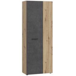 Armoire de rangement - Béton gris foncé / Chene - 68,7 x 36,5 x 181,