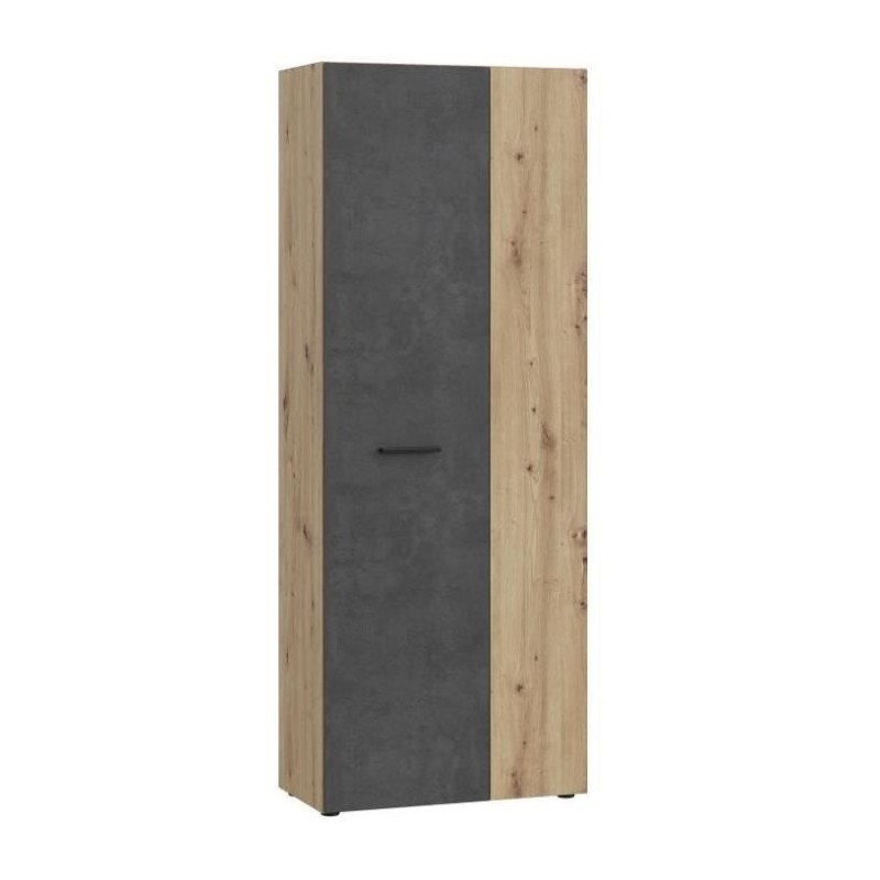 Armoire de rangement - Béton gris foncé / Chene - 68,7 x 36,5 x 181, Armoire de rangement - Béton gris foncé / Chene - 68,7 x 36,5 x 181,