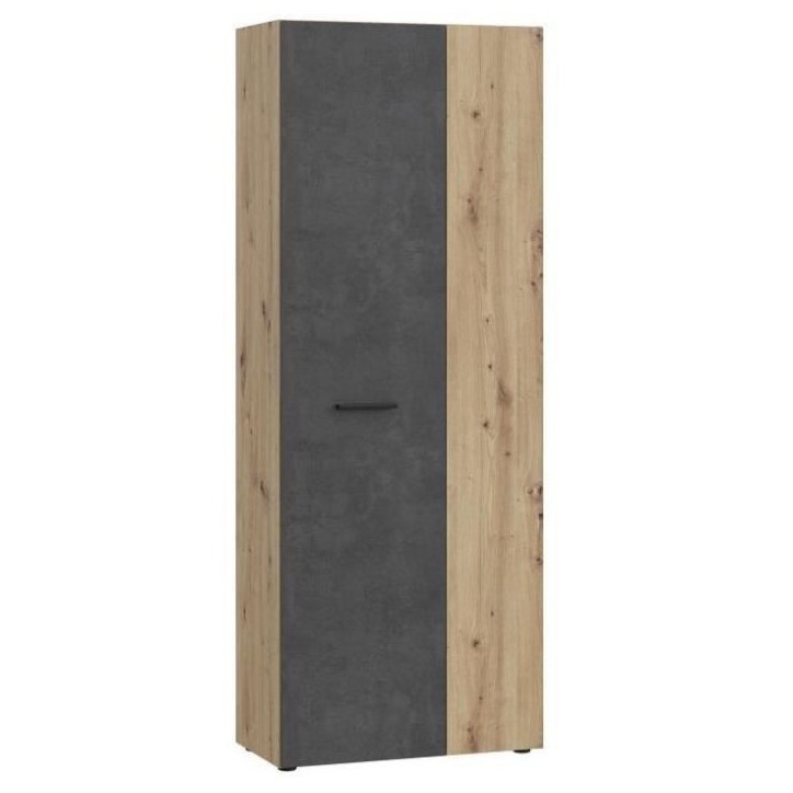 Armoire de rangement - Béton gris foncé / Chene - 68,7 x 36,5 x 181,1 cm Armoire de rangement - Béton gris foncé / Chene - 68,7 x 36,5 x 181,1 cm