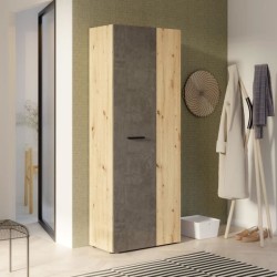 Armoire de rangement - Béton gris foncé / Chene - 68,7 x 36,5 x 181,