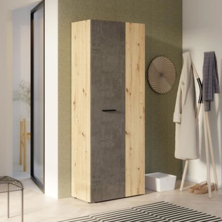 Armoire de rangement - Béton gris foncé / Chene - 68,7 x 36,5 x 181,1 cm