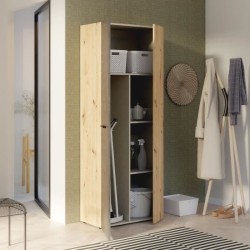 Armoire de rangement - Béton gris foncé / Chene - 68,7 x 36,5 x 181,