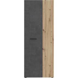Armoire de rangement - Béton gris foncé / Chene - 68,7 x 36,5 x 181,