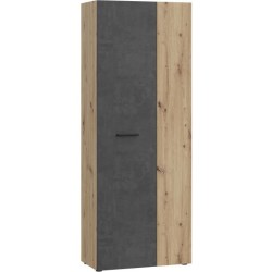 Armoire de rangement - Béton gris foncé / Chene - 68,7 x 36,5 x 181,