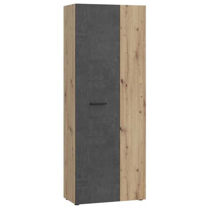 Armoire de rangement - Béton gris foncé / Chene - 68,7 x 36,5 x 181,1 cm Armoire de rangement - Béton gris foncé / Chene - 68,7 x 36,5 x 181,1 cm