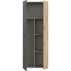 Armoire de rangement - Béton gris foncé / Chene - 68,7 x 36,5 x 181,