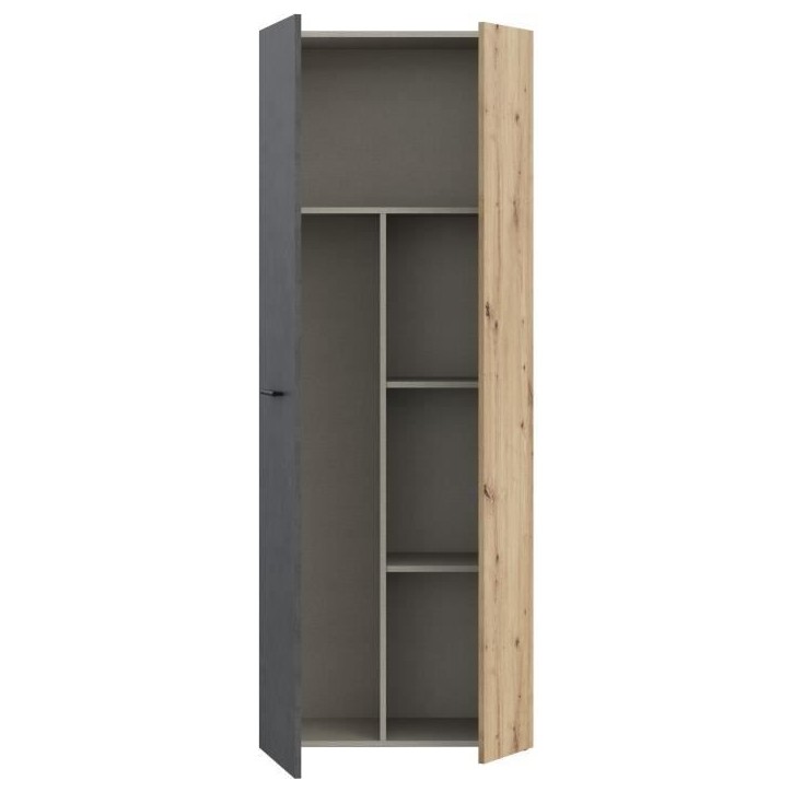 Armoire de rangement - Béton gris foncé / Chene - 68,7 x 36,5 x 181,1 cm Armoire de rangement - Béton gris foncé / Chene - 68,7 x 36,5 x 181,1 cm