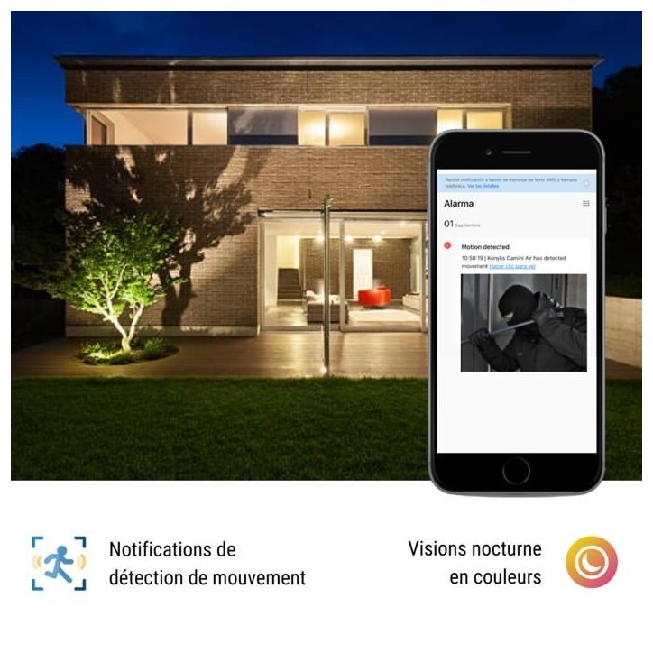 Caméra de surveillance extérieure sans fil avec panneau solaire Konyks Camini Air 2 Solar