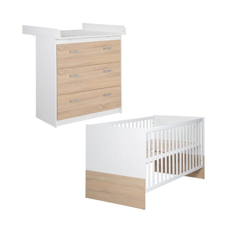 Chambre Bébé Duo ROBA - Gabriella - Lit Évolutif 70x140 + Commode a Chambre Bébé Duo ROBA - Gabriella - Lit Évolutif 70x140 + Commode a
