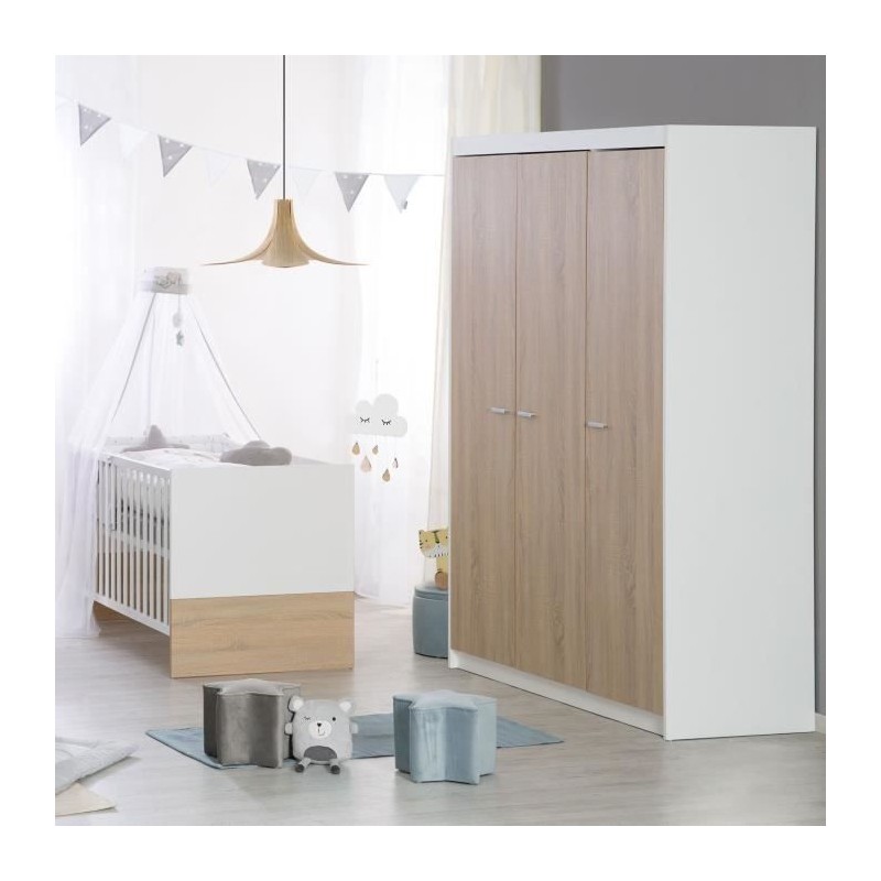 Chambre bébé complete - Lit évolutif 70 X 140 cm + Commode a langer Chambre bébé complete - Lit évolutif 70 X 140 cm + Commode a langer