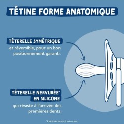 Duo sucettes anatomiques - DODIE - EDL A102 - +6 mois - Hippo