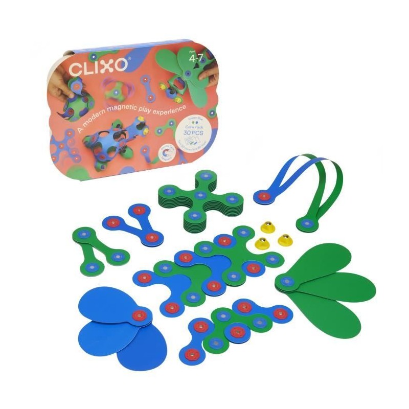 Crew Pack CLIXO - Bleu/Vert - GIPSY TOYS - Jeu de Construction magnét Crew Pack CLIXO - Bleu/Vert - GIPSY TOYS - Jeu de Construction magnét