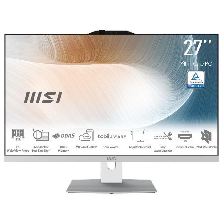 PC Tout-en-un MSI - 27'' - Sans Windows -Ecran FHD - Core 7 150U - RAM 16Go - Stockage 1To - Pied ajustable - Clavier et souris PC Tout-en-un MSI - 27'' - Sans Windows -Ecran FHD - Core 7 150U - RAM 16Go - Stockage 1To - Pied ajustable - Clavier et souris