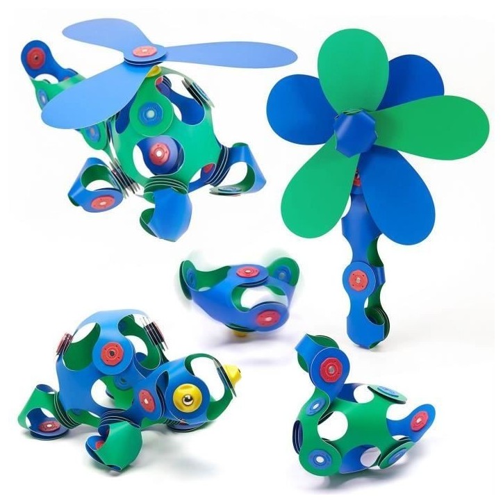 Crew Pack CLIXO - Bleu/Vert - GIPSY TOYS - Jeu de Construction magnétique, Flexible, Durable et imaginatif - 30 pieces - Des 4