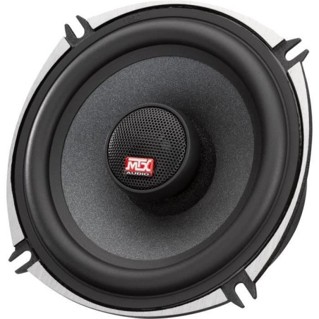 MTX TX650C Haut-parleurs voiture Coaxiaux 13cm 2 voies 80W RMS 4 châssis alu Tweeters néodyme dôme soie Membrane pulpe célul