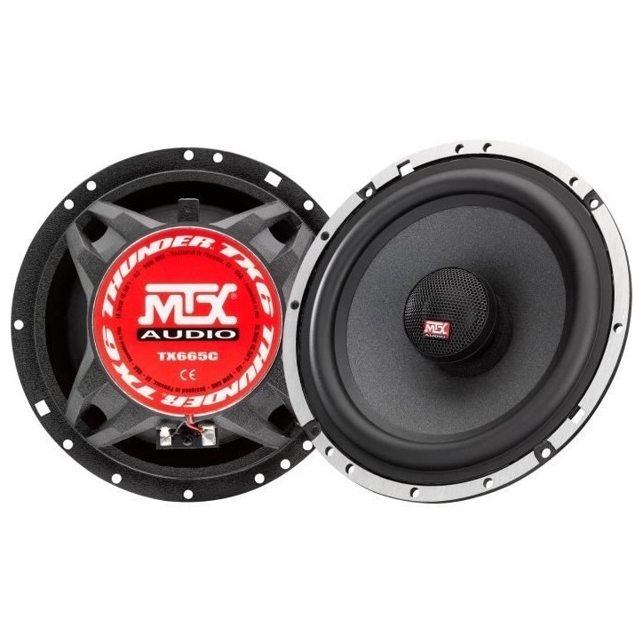 MTX TX665C Haut-parleurs voiture Coaxiaux 16,5cm 2 voies 90W RMS 4 Châssis alu Tweeters néodyme dôme soie Membrane pulpe cél MTX TX665C Haut-parleurs voiture Coaxiaux 16,5cm 2 voies 90W RMS 4 Châssis alu Tweeters néodyme dôme soie Membrane pulpe cél