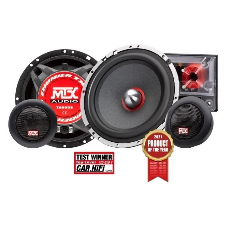 Kit 2 voies - MTX AUDIO - 16,5cm - 4O - 90Wrms - Câssis aluminium - Bobine Ø30mm TIL - Tweeter néodyme Ø28mm Kit 2 voies - MTX AUDIO - 16,5cm - 4O - 90Wrms - Câssis aluminium - Bobine Ø30mm TIL - Tweeter néodyme Ø28mm