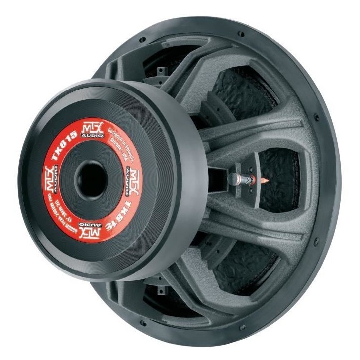 MTX TX815 Subwoofer voiture HighEnd 38cm 2000W RMS 2 châssis alu bobine 3 pour caisson clos ou reflex membrane fibre MTX TX815 Subwoofer voiture HighEnd 38cm 2000W RMS 2 châssis alu bobine 3 pour caisson clos ou reflex membrane fibre