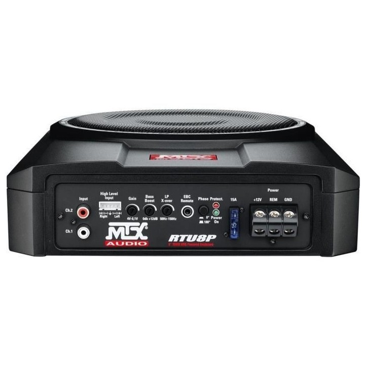 Caisson de grave amplifié - MTX AUDIO - RTU8P - 20 cm - 150W RMS - Télécommande EBC