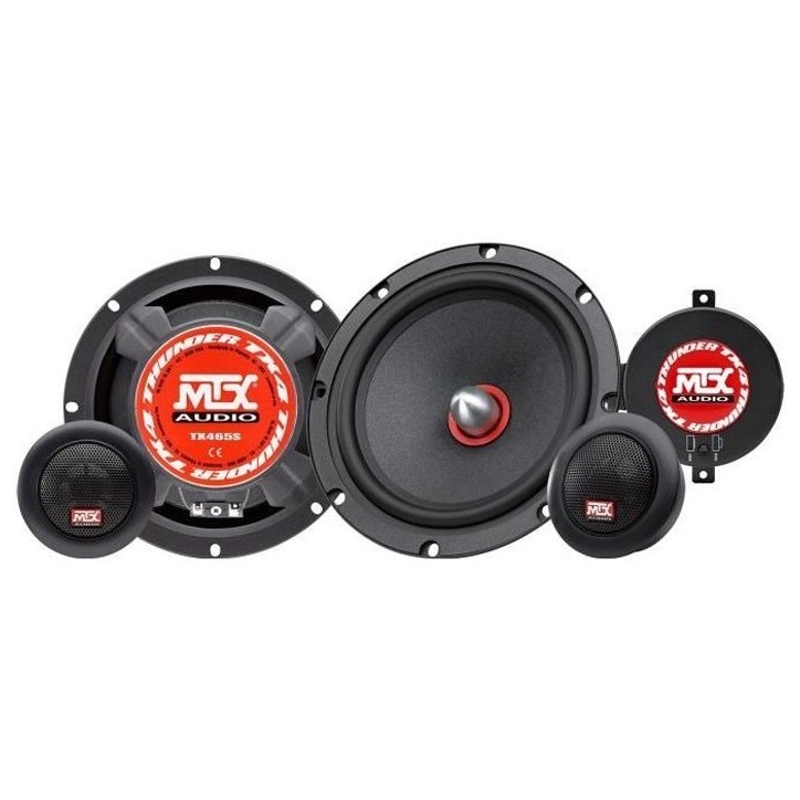 MTX TX465S Haut-parleurs voiture Kit 2 voies 16,5cm 80W RMS 4 Tweeteers néodyme 25mm Membranes pulpe célulose MTX TX465S Haut-parleurs voiture Kit 2 voies 16,5cm 80W RMS 4 Tweeteers néodyme 25mm Membranes pulpe célulose