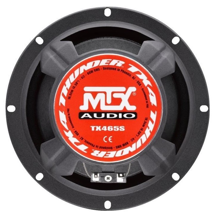 MTX TX465S Haut-parleurs voiture Kit 2 voies 16,5cm 80W RMS 4 Tweeteers néodyme 25mm Membranes pulpe célulose MTX TX465S Haut-parleurs voiture Kit 2 voies 16,5cm 80W RMS 4 Tweeteers néodyme 25mm Membranes pulpe célulose