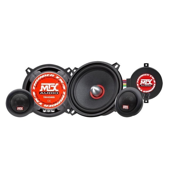 MTX TX450S Haut-parleurs voiture Kit 2 voies 13cm 70W RMS 4 Tweeters néodyme 25mm Membranes pulpe célulose MTX TX450S Haut-parleurs voiture Kit 2 voies 13cm 70W RMS 4 Tweeters néodyme 25mm Membranes pulpe célulose
