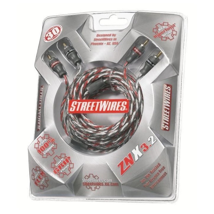 MTX ZNX3.2 Câble RCA ZeroNoise 3 metres symétrique 100% cuivre 3 blindages MTX ZNX3.2 Câble RCA ZeroNoise 3 metres symétrique 100% cuivre 3 blindages