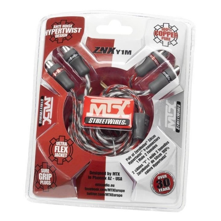 MTX Câble RCA Y StreetWires ZNXY1M 1 Mâle 2 Femelles 50 cm 100% cuivre ZeroNoise MTX Câble RCA Y StreetWires ZNXY1M 1 Mâle 2 Femelles 50 cm 100% cuivre ZeroNoise